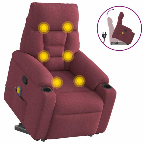 Sillón reclinable de masaje elevable tela rojo tinto D
