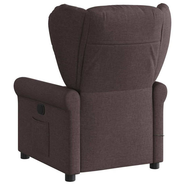 Sillón de masaje reclinable de tela marrón oscuro M 5