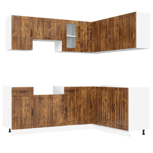 Mueble cocina Kalmar roble ahumado 11 pzas madera contrachapada H