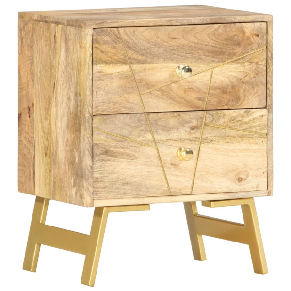 Mesita de noche de madera maciza de mango 40x30x50 cm D