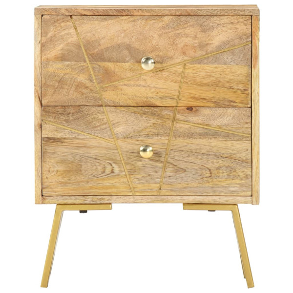 Mesita de noche de madera maciza de mango 40x30x50 cm M 2
