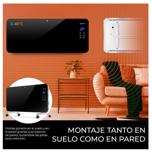 Yoevu | radiador bajo consumo | 1500w | programable | control app wifi | negro M 4