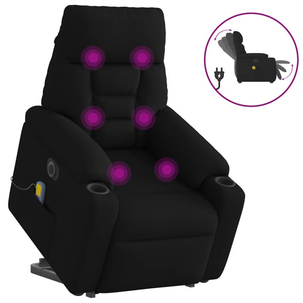 Sillón de masaje eléctrico reclinable elevable tela negro D