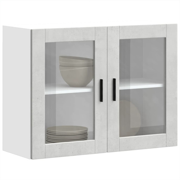 Armario de pared para cocina puerta cristal Porto gris hormigón D