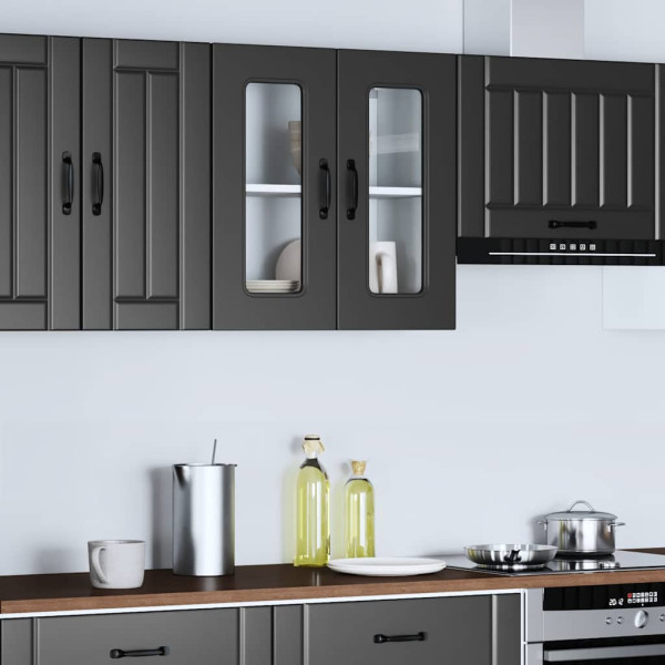 Armario pared cocina puerta de cristal Kalmar negra M 3