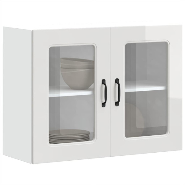 Armario pared cocina puerta cristal Kalmar blanca alto brillo D