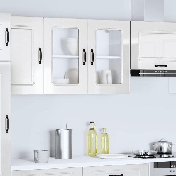 Armario pared cocina puerta cristal Kalmar blanca alto brillo M 4