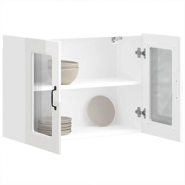 Armario pared cocina puerta cristal Kalmar blanca alto brillo M 5