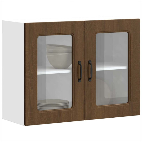 Armario pared cocina puerta de cristal Kalmar roble marrón D