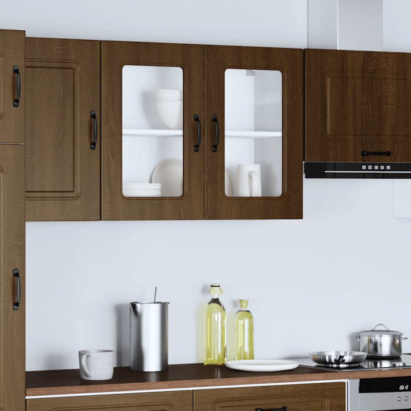 Armario pared cocina puerta de cristal Kalmar roble marrón M 4