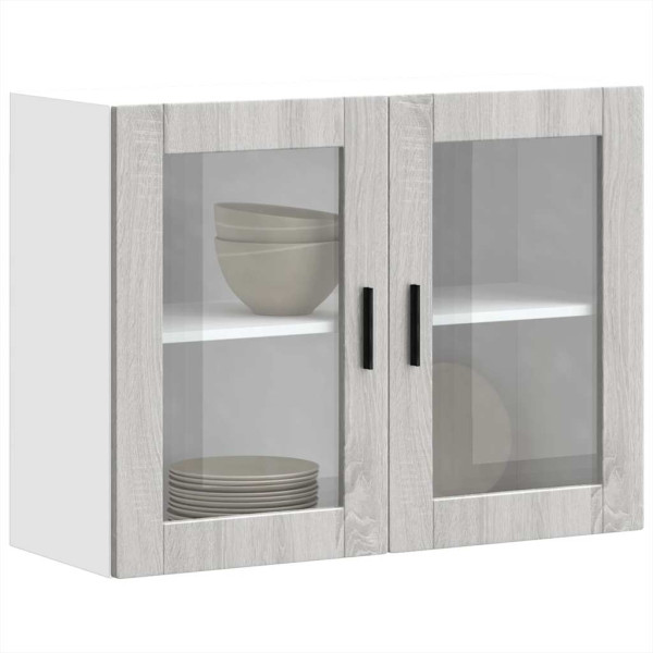 Armario de pared para cocina puerta cristal Porto gris sonoma D