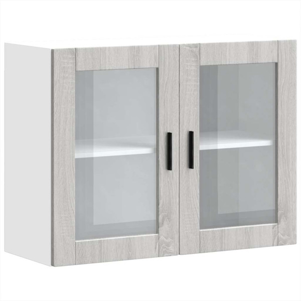 Armario de pared para cocina puerta cristal Porto gris sonoma M 2