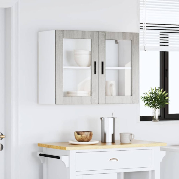 Armario de pared para cocina puerta cristal Porto gris sonoma M 4