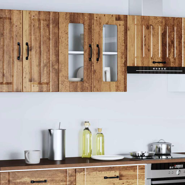 Armario pared cocina puerta de cristal Kalmar madera vieja M 3