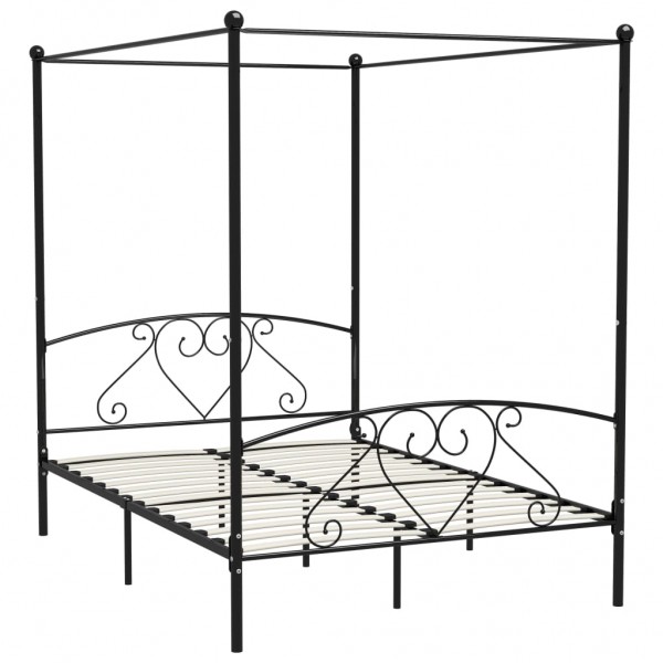 Estrutura de cama com dossel metal 140x200 cm preto M 2