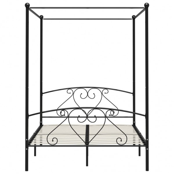 Estrutura de cama com dossel metal 140x200 cm preto M 4