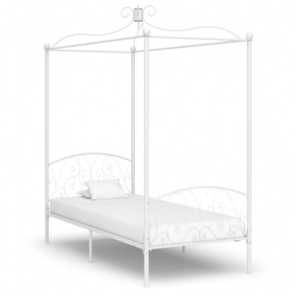 Estructura de cama con dosel metal blanco 90x200 cm D