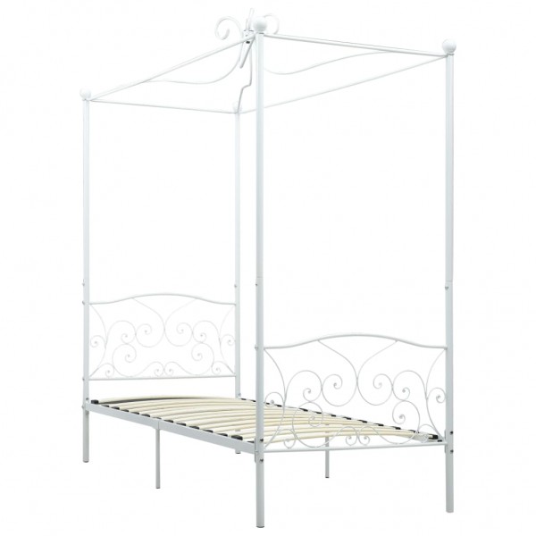 Estructura de cama con dosel metal blanco 90x200 cm M 2