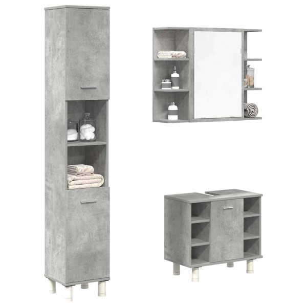 Set muebles de baño 2 piezas madera contrachapada gris hormigón D