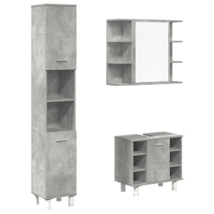 Set muebles de baño 2 piezas madera contrachapada gris hormigón H