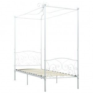 Estructura de cama con dosel metal blanco 100x200 cm H