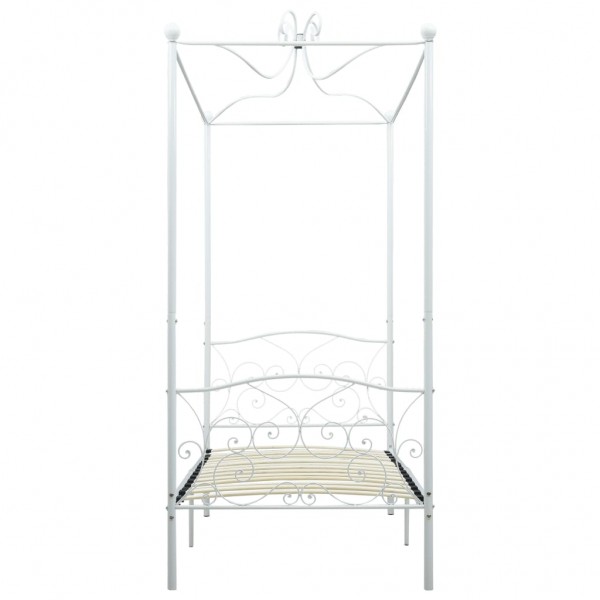 Estructura de cama con dosel metal blanco 100x200 cm M 3