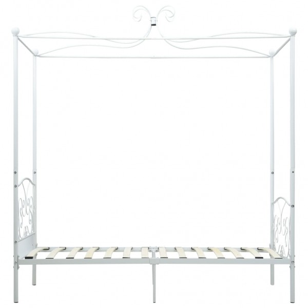 Estructura de cama con dosel metal blanco 100x200 cm M 4