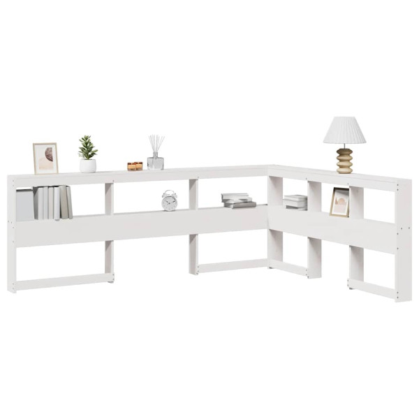 Cabecero librería en forma L madera maciza pino blanco 150 cm D