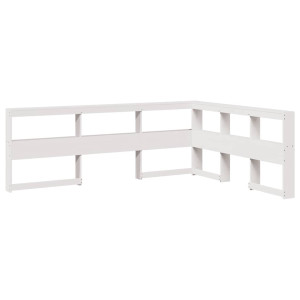 Cabecero librería en forma L madera maciza pino blanco 150 cm H