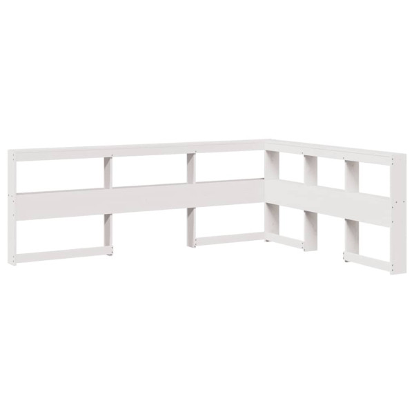 Cabecero librería en forma L madera maciza pino blanco 150 cm M 2