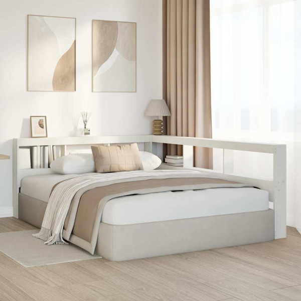 Cabecero librería en forma L madera maciza pino blanco 150 cm M 3