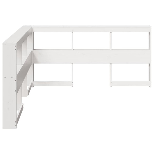 Cabecero librería en forma L madera maciza pino blanco 150 cm M 5