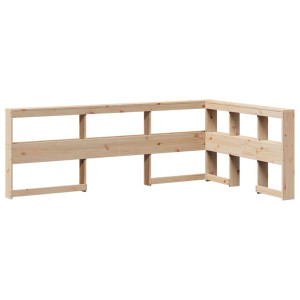 Cabecero librería en forma de L madera maciza de pino 120 cm H