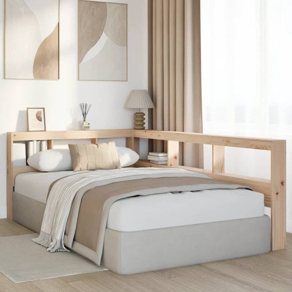 Cabecero librería en forma de L madera maciza de pino 120 cm M 3