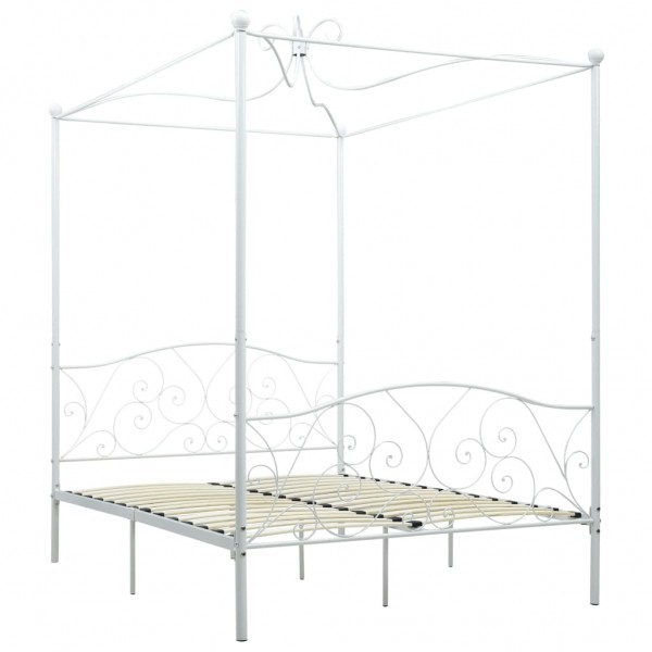 Estructura de cama con dosel metal blanco 140x200 cm M 2