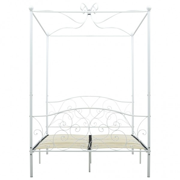 Estructura de cama con dosel metal blanco 140x200 cm M 3