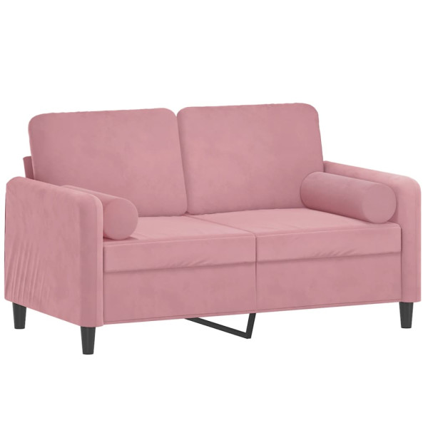 Sofá 2 lug. c/ almofadas decorativas 120 cm veludo rosa M 3