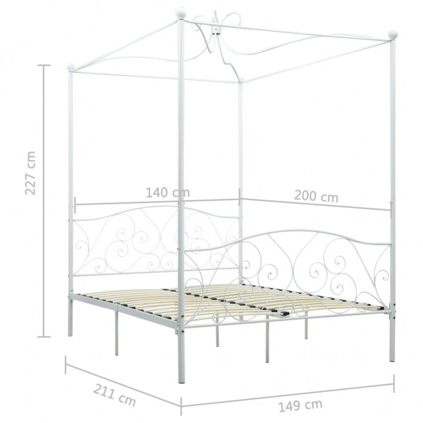Estructura de cama con dosel metal blanco 140x200 cm M 5