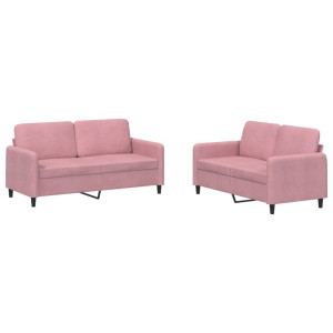 2 pcs conjunto de sofás veludo rosa H
