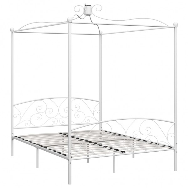 Estructura de cama con dosel metal blanco 160x200 cm M 2