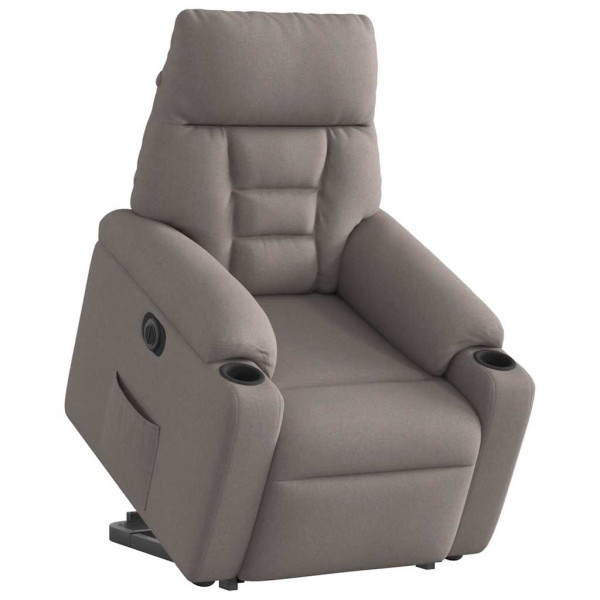 Sillón eléctrico reclinable elevable de tela gris taupe M 3