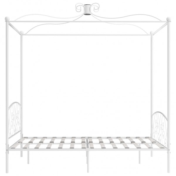 Estructura de cama con dosel metal blanco 160x200 cm M 4