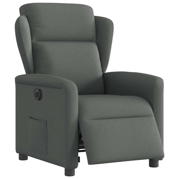 Sillón reclinable eléctrico de tela gris oscuro M 3