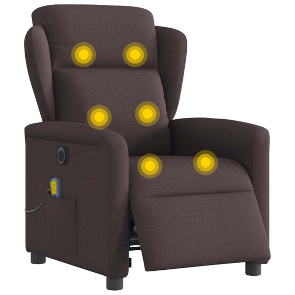 Sillón reclinable de masaje eléctrico tela marrón oscuro M 3