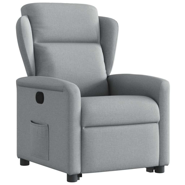 Sillón reclinable elevable de tela gris claro M 4