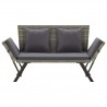 Banco de jardim c/ almofadões 176 cm vime PE cinzento 2