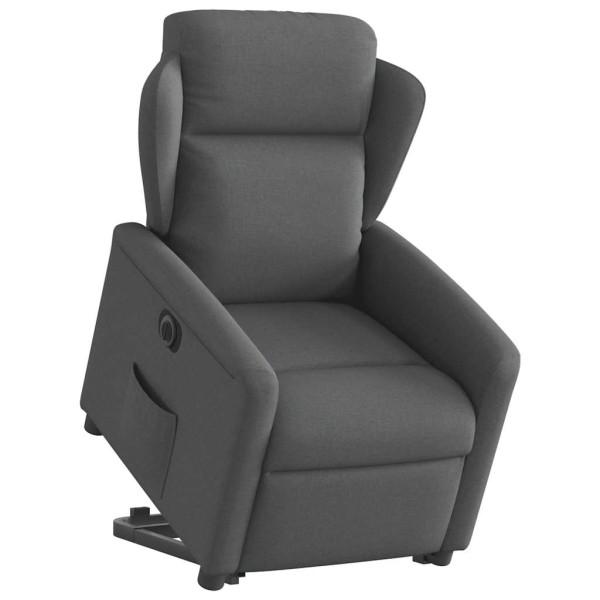 Sillón eléctrico reclinable elevable de tela gris oscuro M 3