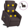Sillón masaje eléctrico reclinable elevable tela marrón oscuro 1