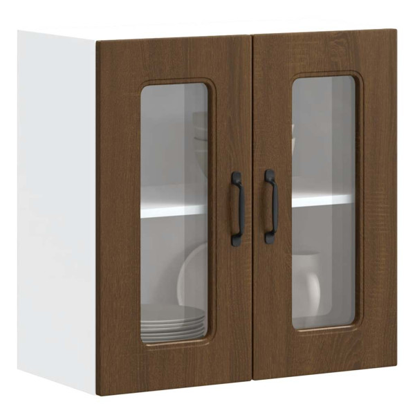 Armario pared cocina puerta de cristal Kalmar roble marrón D