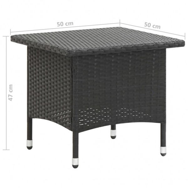 Mesa de chá 50x50x47 cm vime PE preto M 5